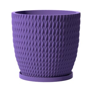 Planter Pot With Drainage, Lavender Vine Design for Small and Large Plants [Water Plate Included] Outdoor and Indoor use Plant Pot