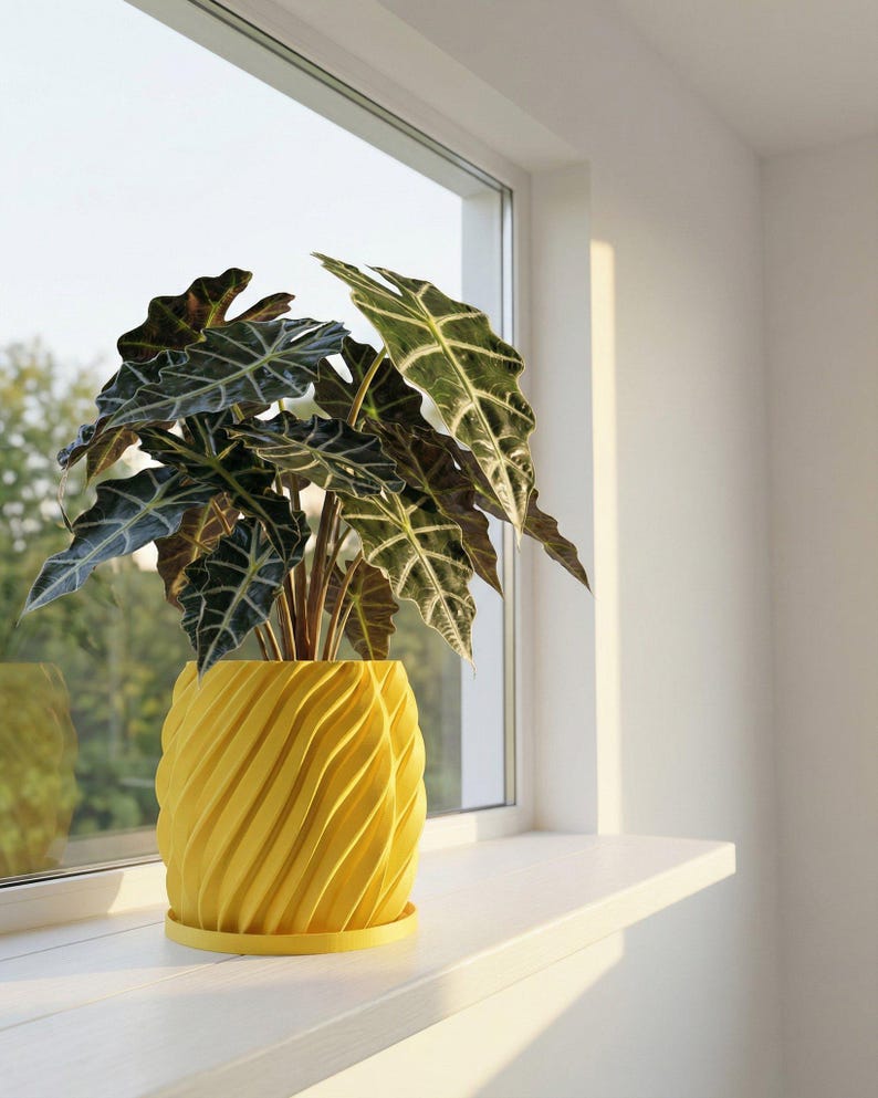 Yellow Fish Color Pot Lemon Yellow Opal Design Planter Pot With Drainage & Water Plate - Etsy
