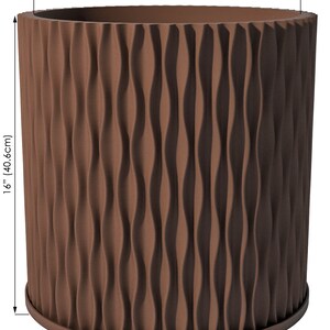 Planter Pot With Drainage, Nut Brown Mica Design for Small and Large Plants Water Plate Included Outdoor and Indoor use Plant Pot XXL+ [16" Height]