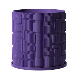 Planter Pot With Drainage, Lavender GridLock Design for Small and Large Plants [Water Plate Included] Outdoor and Indoor use Plant Pot