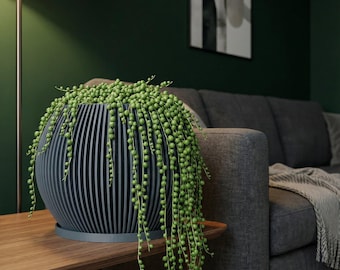 BlueSteel Melon Design Planter Pot with Drainage & Water Plate