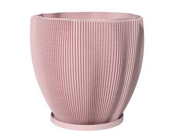 Planter Pot With Drainage, Candy Pink Coconut Design for Small and Large Plants [Water Plate Included] Outdoor and Indoor use Plant Pot