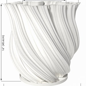 Planter Pot With Drainage, Snow White Fractal Design for Small and Large Plants Water Plate Included Outdoor and Indoor use Plant Pot XXL+ [16" Height]