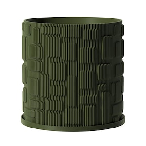 Planter Pot With Drainage, Lavender GridLock Design for Small and Large Plants [Water Plate Included] Outdoor and Indoor use Plant Pot