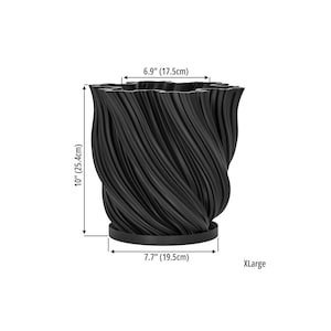 Charcoal Black Fractal Design Planter Pot with Drainage & Water Plate XL [10" Height]