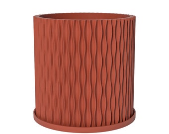 Planter Pot With Drainage, Terracotta Orange Mica Design for Small and Large Plants [Plate Included] Outdoor and Indoor use Plant Pot
