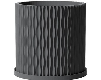 Planter Pot With Drainage, Grey Mica Design for Small and Large Plants [Water Plate Included] Outdoor and Indoor use Plant Pot