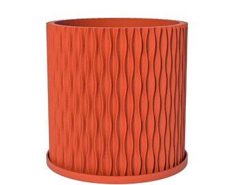 Planter Pot With Drainage, Orange Mica Design for Small and Large Plants [Water Plate Included] Outdoor and Indoor use Plant Pot