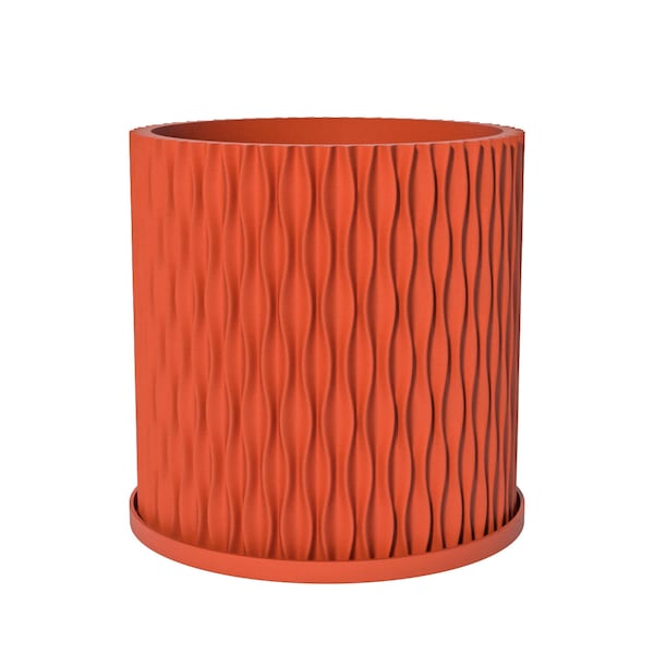 Planter Pot With Drainage, Orange Mica Design for Small and Large Plants [Water Plate Included] Outdoor and Indoor use Plant Pot