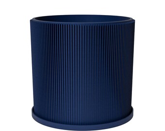 Planter Pot With Drainage, Deep Blue Ray Design for Small and Large Plants [Water Plate Included] Outdoor and Indoor use Plant Pot