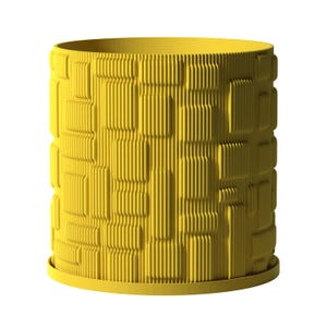 Planter Pot With Drainage, Lavender GridLock Design for Small and Large Plants [Water Plate Included] Outdoor and Indoor use Plant Pot