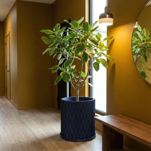 Deep Ocean Blue Mica Design Planter Pot with Drainage & Water Plate