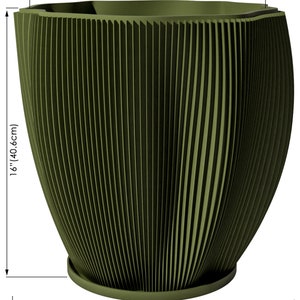 Planter Pot With Drainage, Avocado Green Coconut Design for Small and Large Plants Water Plate Included Outdoor and Indoor use Plant Pot XXL+ [16" Height]