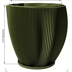 Planter Pot With Drainage, Avocado Green Coconut Design for Small and Large Plants Water Plate Included Outdoor and Indoor use Plant Pot XXL [14.5" Height]