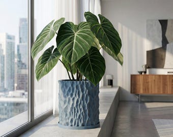 BlueSteel Terra Design Planter Pot with Drainage & Water Plate