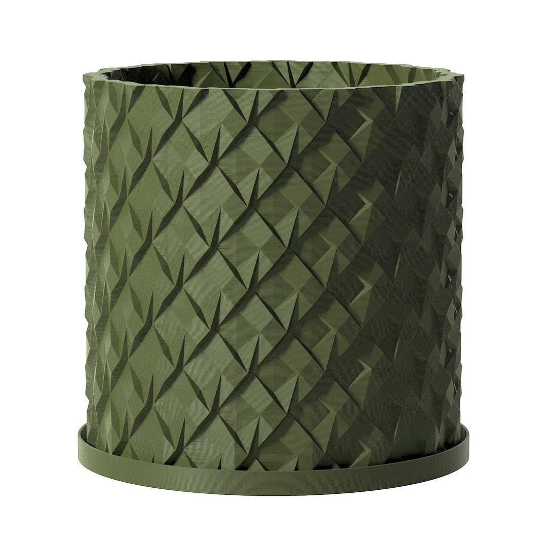 Chisel Planter Planter Pot With Drainage, Avocado Green Chisel Design for Small and ...