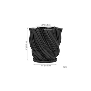 Charcoal Black Fractal Design Planter Pot with Drainage & Water Plate L [8" Height]