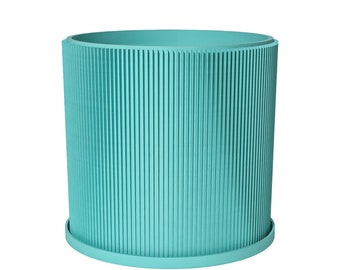 Planter Pot With Drainage, Sky Blue Ray Design for Small and Large Plants [Water Plate Included] Outdoor and Indoor use Plant Pot