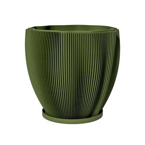 Planter Pot With Drainage, Avocado Green Coconut Design for Small and Large Plants [Water Plate Included] Outdoor and Indoor use Plant Pot