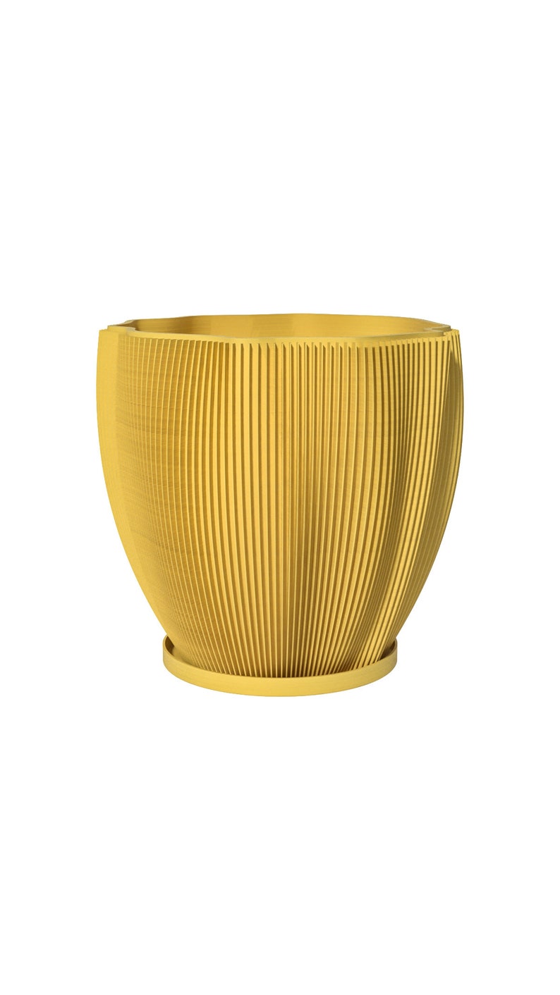 Planter Pot With Drainage, Lemon Yellow Coconut Design for Small and Large Plants Water Plate Included Outdoor and Indoor use Plant Pot image 1