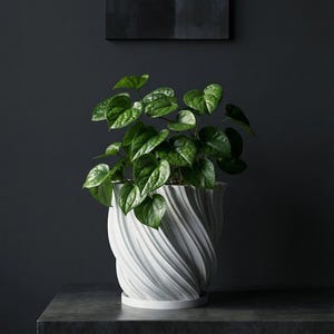 Snow White Fractal Design Planter Pot with Drainage & Water Plate