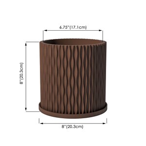 Planter Pot With Drainage, Nut Brown Mica Design for Small and Large Plants Water Plate Included Outdoor and Indoor use Plant Pot L [8" Height]