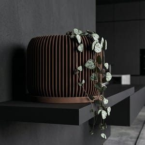 Nut Brown Nest Design Planter Pot with Drainage & Water Plate