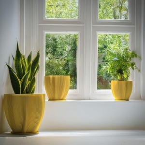Planter Pot With Drainage, Lemon Yellow Coconut Design for Small and Large Plants [Water Plate Included] Outdoor and Indoor use Plant Pot