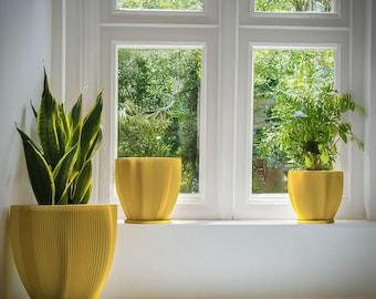 Planter Pot With Drainage, Lemon Yellow Coconut Design for Small and Large Plants [Water Plate Included] Outdoor and Indoor use Plant Pot