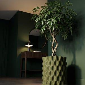 Avocado Green Plop Design Planter Pot with Drainage & Water Plate