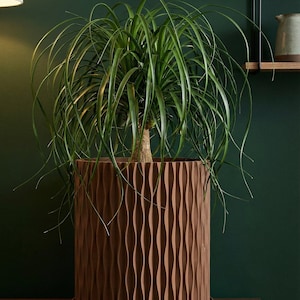 Nut Brown Mica Design Planter Pot with Drainage & Water Plate