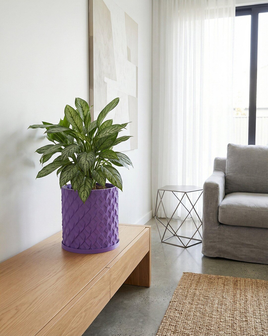Chisel Planter Lavender Chisel Design Planter Pot With Drainage & Water Plate - Etsy