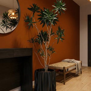 Cache-pot design Kurtain noir anthracite avec drainage et plaque d'eau