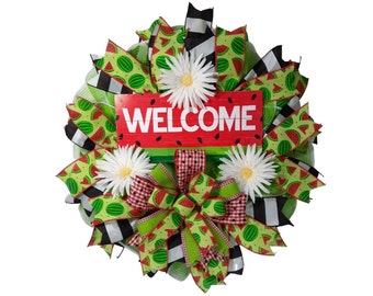 Watermelon Wreath for your front door, Summer Picnic Decoration, Party décor, Backyard barbeque decoration