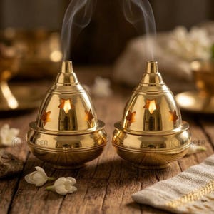 Small Brass Diya Set – Traditional Oil Lamps for Puja, Diwali Decor