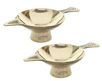 KAPER Laiton Akhand Laxmi Deepak Diya | Lot de 2 | Lampe Pooja & Arti
