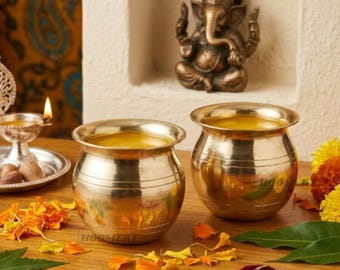 Ensemble kalash en laiton - petite Pooja Lota pour rituels hindous, décoration de temple