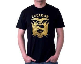 Ecuadorian T-Shirts, Ecuador Gold Shield T-Shirt, Ecuadorian Tees, Ecuador Coat of Arms Tshirt, Ecuador Tshirts, Camiseta Ecuatoriana