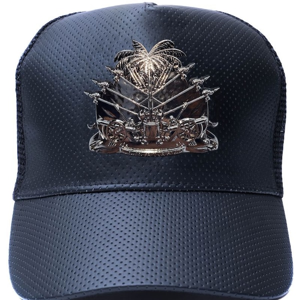 Haitian Baseball Cap, Haiti Black Coat of Arms Hat, Black Shield Hat, Haitian Snapback, Haiti Flag Hat, Trucker Hats
