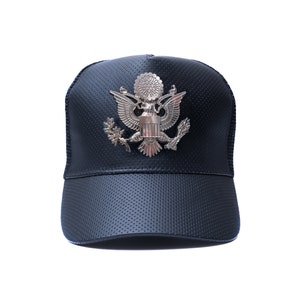 USA Silver Shield Trucker Hat, USA Emblem Caps, American Coat of Arms,  USA Shield, American Coat of Arms Badge, Patriot Hats