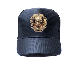 Venezuelan Snapback Hat, Gold Shield Emblem, Classic Trucker Style