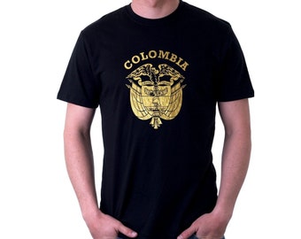 Colombian Tshirt, Colombia Shirts, Paisa shirt, Coat of Arms T-shirts, Camiseta Colombiana, Camiseta Escudo Colombiano, Gold Foil Tshirts