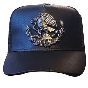 Mexican Coat of Arms Hats, Mexican Black Hat,  Gorra Con Escudo Mexicano, Mexican Shield & Flag Hat, Mexico Baseball Cap