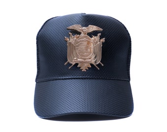 Ecuador Hat, Gold Shield Coat of Arms Baseball Cap, Ecuadorian Snapback Hat, Gorra Ecuatoriana, Escudo Ecuatoriano, Ecuadorian Flag, bandera
