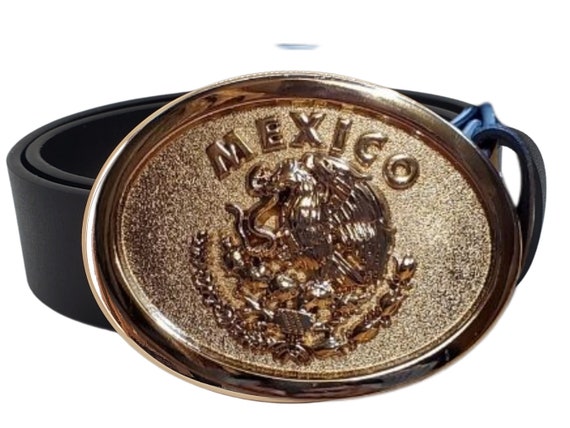 Mexico Mexican Flag Belt Buckle Big Country gold Silver Metal Western  Cowboy Men Style New