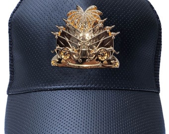 Haitian Hats, Haiti Gold Coat of Arms Hat, Haitian Shield Snapback, Haiti Flag Hat, Haitian Baseball Cap, Haiti Trucker Hat