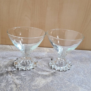 Champagne/Tall Sherbert, Anchor Hocking Berwick/Boopie Glass, Clear Set of 2, Vintage