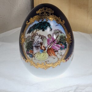 L.F. Fine Porcelain Limoges P.R.C. Large Cobalt Egg (Peoples Republic of China)