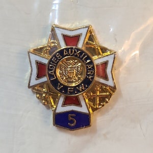 VFW Veterans of Foreign Wars Ladies Auxiliary 5 Year Lapel Hat Pin Back