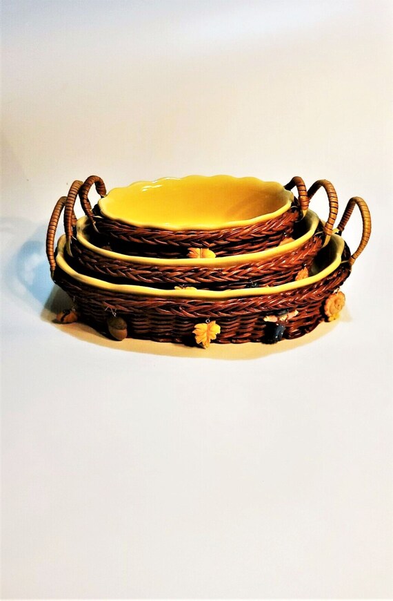 Nesting Baking Dishes With Basket Holders Set of 3 Butternut Etsy